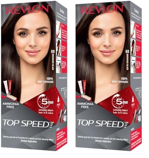 Revlon Top Speed Hair Color, Brownish Black 68 (Pack of 2)