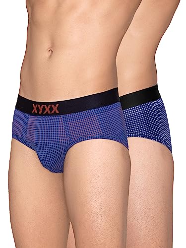 Image of XYXX Men's Blox Tencel Micromodal Regular Fit Printed Antimicrobial Briefs with No Marks Waistband (Pack of 2)