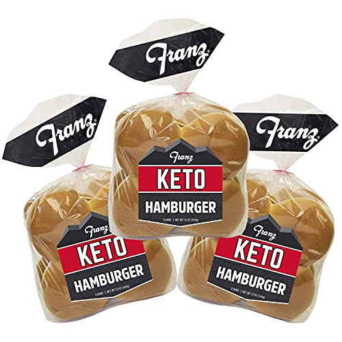Franz Bakery Franz Keto Hamburger Buns, 1g Net Carb, Super Soft, High Protein, High Fiber, Low Carb...