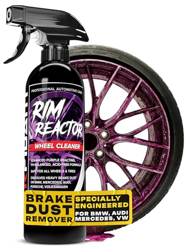 Carfidant Rim Reactor Wheel and Tire Cleaner Spray - Easily Removes Brake Dust & Grime - Safe for Aluminum, Chrome & Black Wheels - Ideal for BMW, Mercedes, Audi & Porsche Wheels - pH Neutral - 16oz