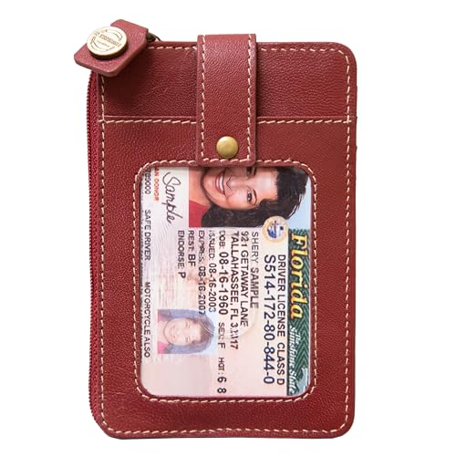 Image of ID Stronghold RFID Blocking Front Pocket Wallet - Slim Minimalist Genuine Leather Wallet with Zipper Coin Pocket (Mega Red)