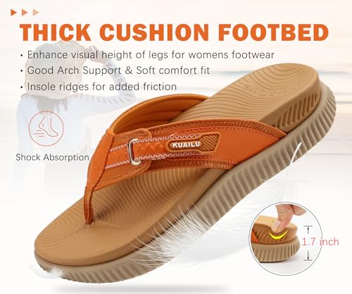 Image of KuaiLu Womens Orthotic Cushion Flip Flops Sandals With Arch Support Footbed | Sport Recovery Walking Slides For Women - Adjustable Platform Slip On Indoor Outdoor For Summer Casual