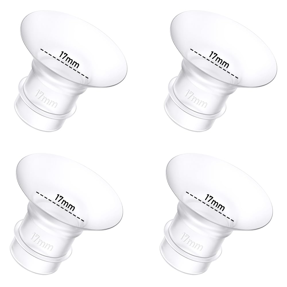 4Pcs Breast Pump Flange Insert 17mm Compatible with Momcozy/Spectra/Medela/eufy/Elvie/Lansinoh/Paruu P10 Breast Pump, Fit for Momcozy M5/M9/M6/V2 Pro/V2 pro/S12 Pro/eufy E10 S1 S1 Pro Pump