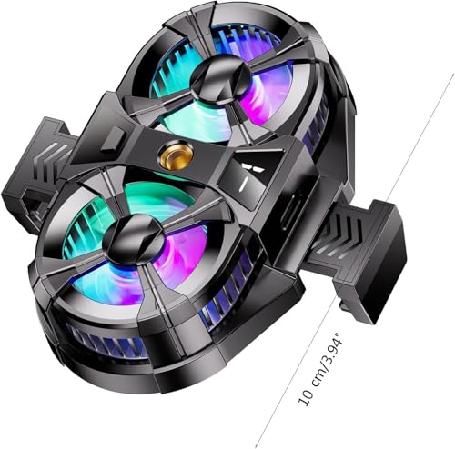 Image of BKN Fast Cooling Mobile AC Dual-Fan Radiator 3 Gear Adjustable Phone Temp Display Fast Cooler System Heat Sink With RGB Back Clip Type | Compatible with iPhones /Android Phone Width from 6 to 8 cm