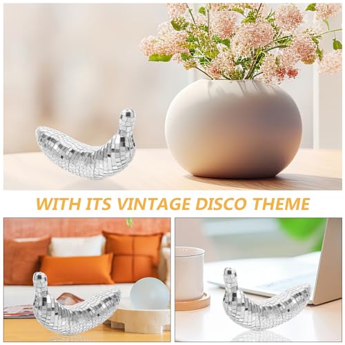 Image of VOSAREA Disco Ball Banana Figurine Reflective Fruit Banana Statue Retro Hanging Disco Ball Ornament Mirror Pendants Dj Stage Lighting for Bachelor Party Favor (Silver)