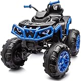 Hikiddo Shark Kids ATV 4 Wheeler, 24V 4WD Electric ATV Ride On Toy for Big Kids, 4X200W Motor, 5.6Mph Max Speed - Blue