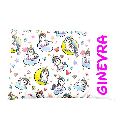 Funda personalizada con nombre para cojín de cuna de niño, idea de regalo (40 x 60, unicornio)