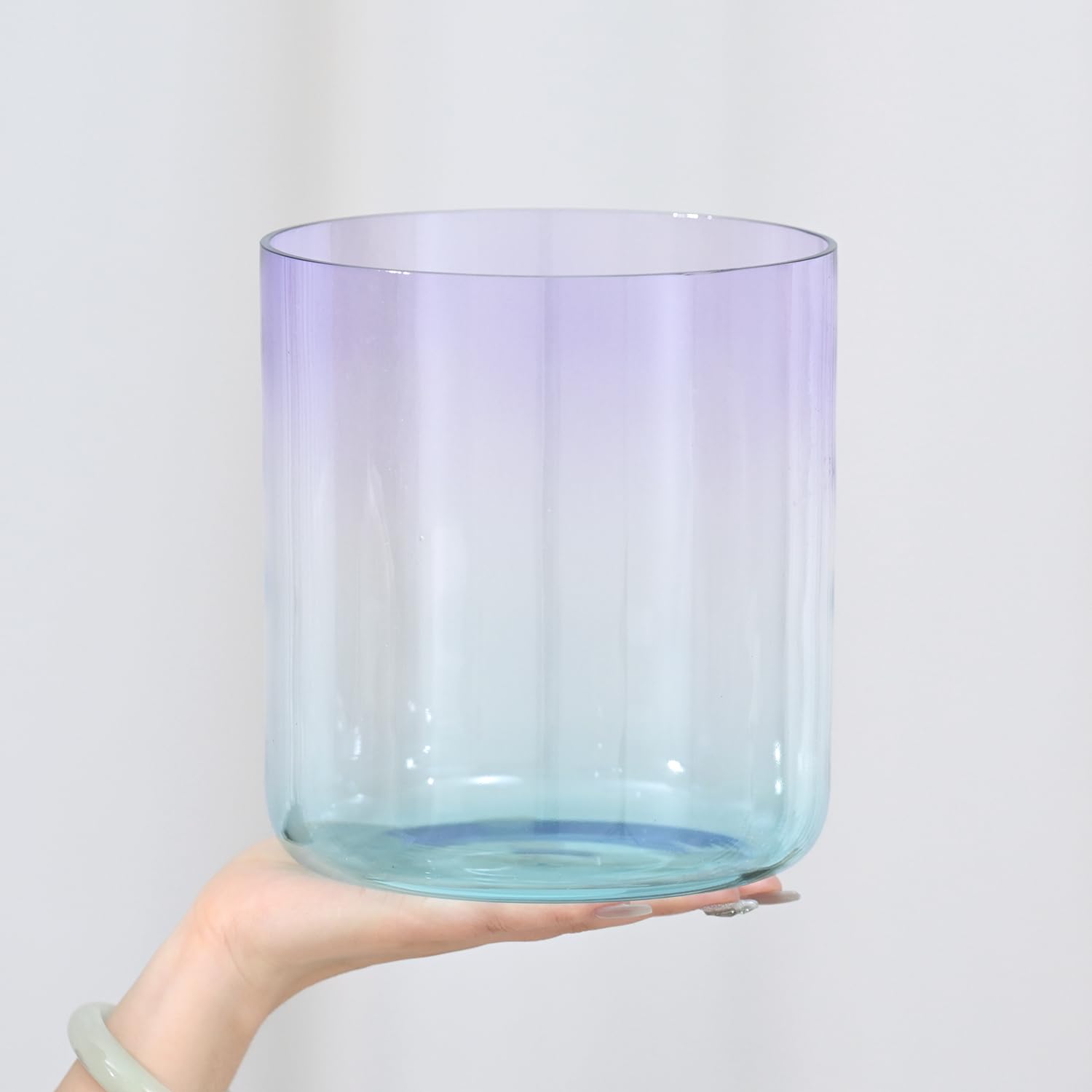 CVNC 432Hz 6 Inch F Note Sea and Lavender Crystal Singing Bowl Heart Chakra for Sound Healing and Meditation