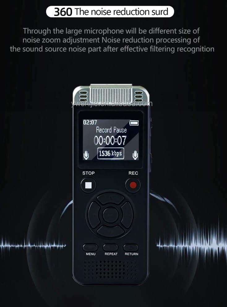 Image of Professional Noise Reduction Digital Voice Recorder, 32GB Storage, MP3 /WAV Recording, Voice Activation, 80 Hours Battery Life, LCD Screen, USB Flash Drive & Call Recording