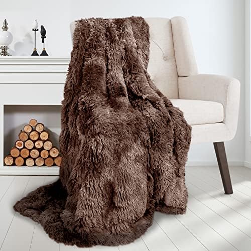 MAXICOZY Faux Fur Throw Blanket, Soft Fluffy Sherpa and Fleece Blankets, Comfy and Fuzzy Plush Throw, 50" x 60", Cozy Machine Washable Throws for Bed, Chair and Couch
