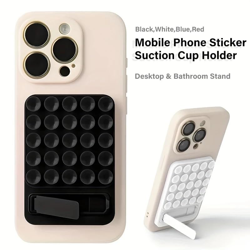 Coverzone Dikdörtgen Vantuzlu Telefon Tutucu Stand Olabilen pop-it telefon tutacağı Taşınabilir Silikon Yumuşak Telefon Standı Geniş Kullanım Alanı (Beyaz)