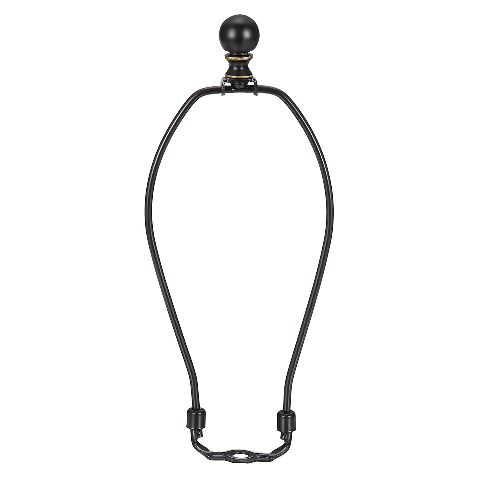 PATIKIL 1 Set 9" Lamp Shade Harp Holder, Heavy Duty Detachable Lampshade Brackets with 1.46" Height Solid Metal Finial Shade Holder for Table and Floor Lamps, Black
