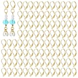 ElevateTech Leverback Earring Hooks, 100 Pcs Stainless Steel Lever Back Earring Clasps French Ear Wire Findings for Dangles Earrings DIY Jewelry Making, Smooth to Open & Close (Gold)