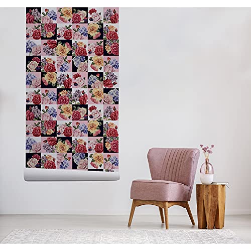 Papier peint fleurs de patchwork pour rénover un meuble abîmé - 5