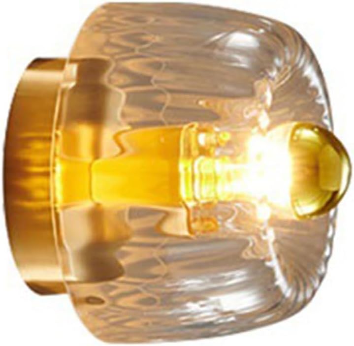 Glass Wall Sconce/Ceiling Lamp, Flower Shape Semi Flush Mount Lighting Fixture, Mid Century Modern Wall Light, Metal Base Wall Mount Lamp for Bedroom Living Room Hallway Entryway(Gold)