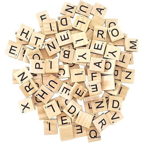 ASPIRE UK 200 Wooden Alphabet Letter Tiles Natural Wood Scrabble Style Letters for Word Games Crafts DIY Name Boards Spelling Phonics Learning & Home Decor