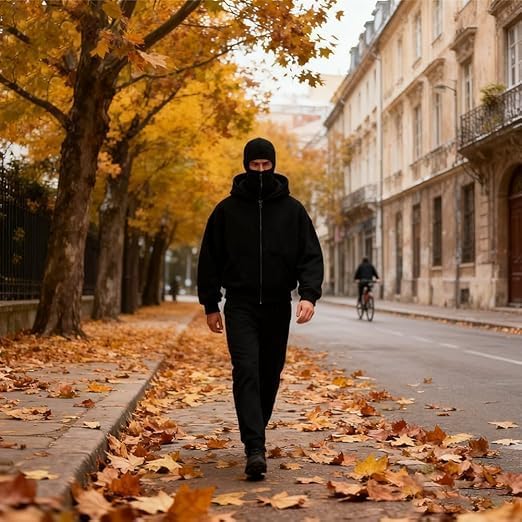 Balaclava Hoodie with Built-In Face Mask, Double-Hood Zip Jacket, Wind-Resistant Winter Hoodie for Men - Image 2