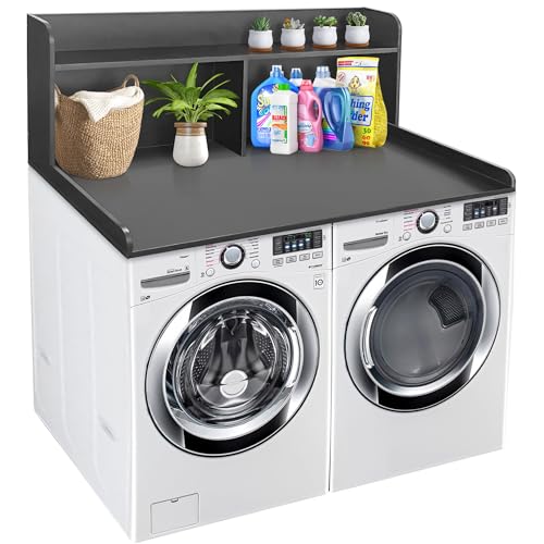 Royxen Laundry Countertop with 20“ Shelf Universal Fit, Washer and Dryer Countertop with Storage Space, Black