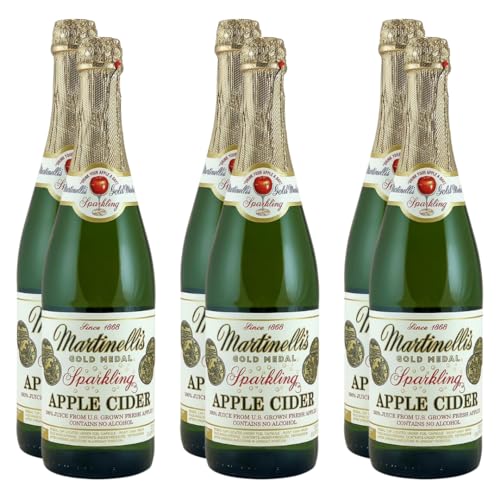 Martinelli’s Sparkling Apple Cider – Premium Non-Alcoholic Carbonated Apple Juice, 25.4 fl oz Glass Bottles, 6 Pack