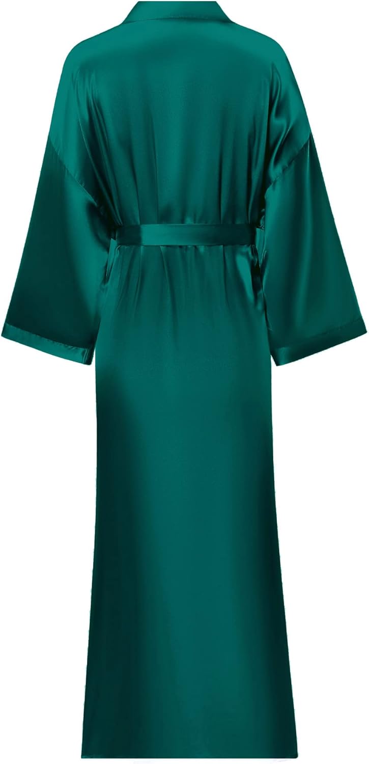 Women's Soft Long Satin Robes Long Silk Robes Full Length Robes Kimonos Silky Bath Robe Dressing Gowns - Image 2