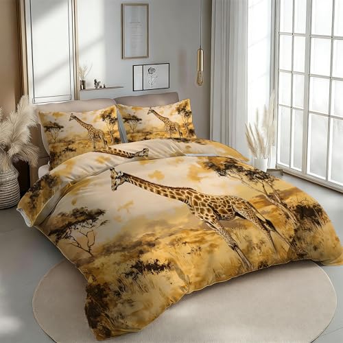 Housse de Couette 220x240 Girafe Parure Lit Impression 3D - 3