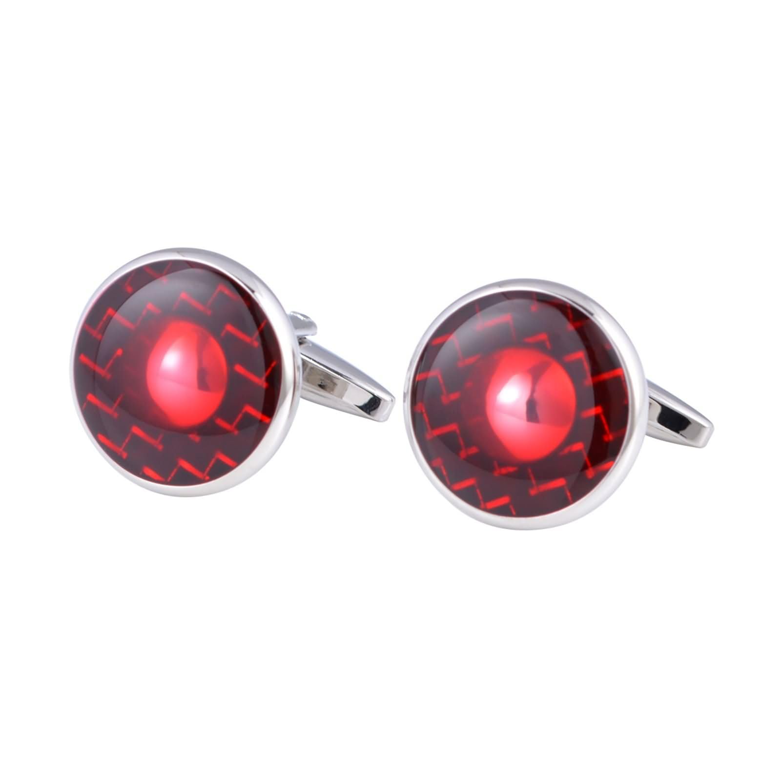 ANAZOZ Gemelos Traje Hombre Plata Rosa,Gemelos Camisa Hombre Latón Redondo con Fibra de Carbon Gemelos Plata Rosa Camisa Hombre