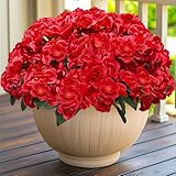 TURNMEON Artificial Geraniums Flowers for Outdoors, 4 Bundles Fake Geraniums Silk Red Flowers Outdoor UV Resistant Faux Flowers Plants for Home Gardens Planter Patio Balcony Table Spring Decor(Red)