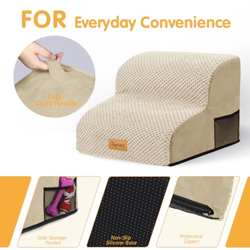 Image of Topmart High Density Foam Pet Steps 2 Tiers,11.8 inch High,Non-Slip Dog Stairs | Soft Foam Dog Ramp Ladder,Best for Injured,Older Cats,Pets with Joint Pain,Suitable for Low Sofas,Stairs,Lower Place