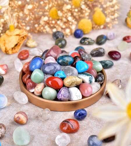 Image of Polished Healing Crystal Chips Stones Set, 36 Different Natural Gemstone Types, 2.5 lbs 0.6 inch Tumbled Decorative Rocks Collection for Chakra, Meditation, Reiki, Crafts