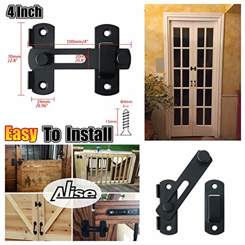 Alise Flip Latch Gate Latches Safety Door Lock Catch For Barn Wood Fence Sliding French Doors,Stainless Steel Gate Hardware,Matte Black Finish #TOP4
