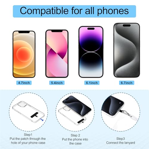 Image of takyu Phone Lanyard, 2 Pack Adjustable CellPhone Lanyard Crossbody Neck Strap and 2 Pack Phone Wrist Strap with Tether Tabs for iPhone Android Smartphones White Black