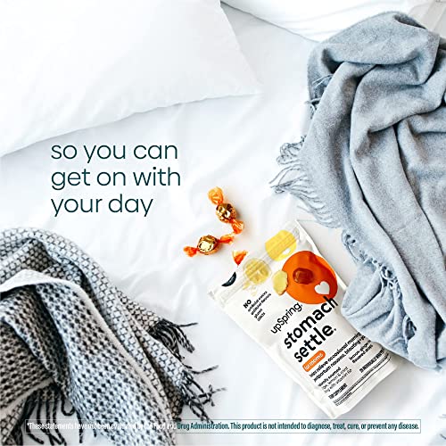 Image of UpSpring Stomach Settle for Moms Drops for Occasional Morning Sickness with Ginger, Lemon, Spearmint, and B6. Individually Wrapped Drops, 28 Ct(Packaging May Vary)