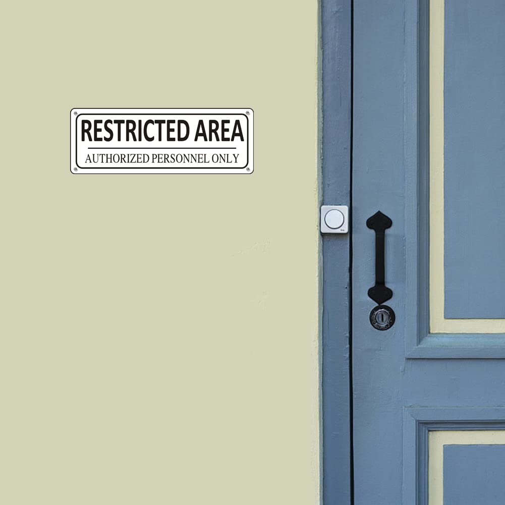 Restricted Area Sign Metal, (2 Pack) Authorized Personnel Only, 10" x 3.5" Do Not Enter Sign, Aluminum, Rust free, Fade Resistant,Weatherproof