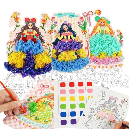 Pintura Educativa - Juego de manualidades de papel para vestir a una princesa para niñas de 3 a 8 años | Manualidades de verano Manualidades de disfraces de princesas para aprender, divertirse, pintar
