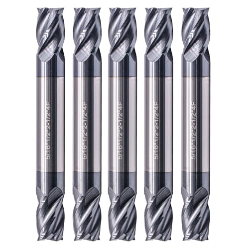 Image of 5Pcs 5 /16 inch 4 Flute Solid Carbide Square End Mill, Double End, AlTiN Coated | 35 Degree Helix, 5 /16 inch Cutting Diameter, 5 /16 inch Shank Diameter, 1 /2 inch Length of Cut, 2-1 /2 inch Overall Length