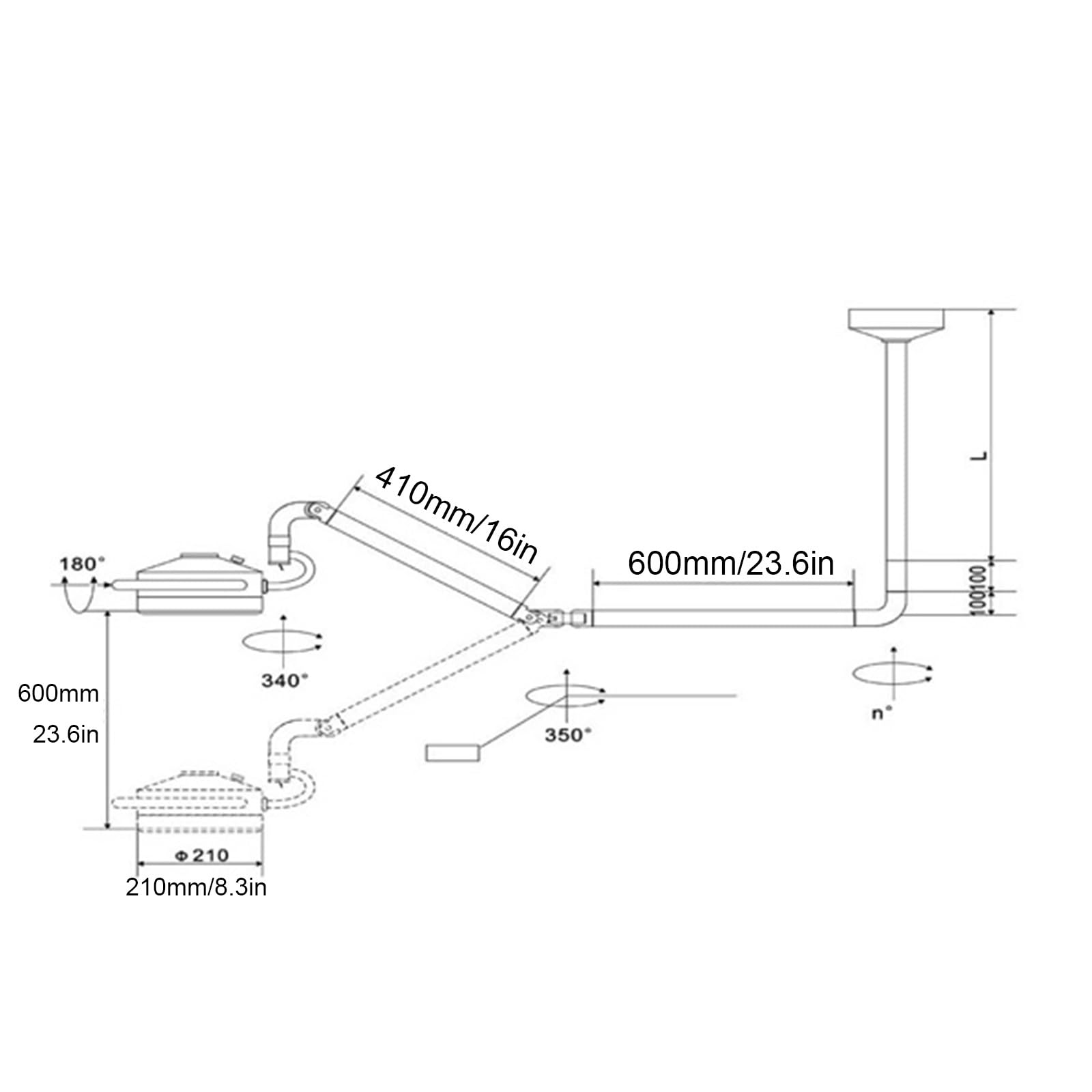Lámpara De Techo for Examen Quirúrgico De 36 W, Luz LED Médica Sin Sombras De 12 Orificios, for Cirugía Plástica Estética