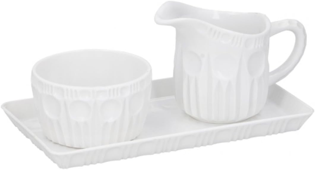 White Plastic 100ml Milk Cream Serving Jug Creamer Sugar Bowl Pot & Serving Tray