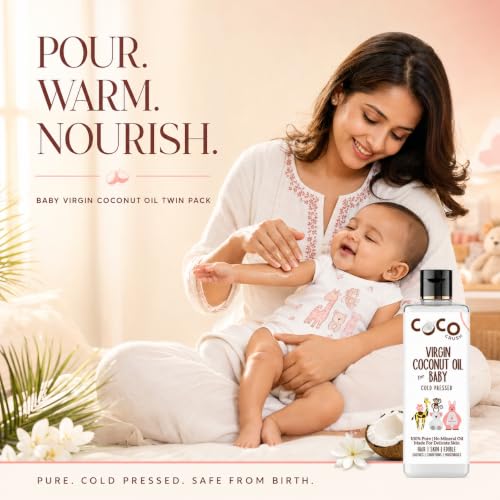 Image of Coco Crush Virgin Coconut Baby Oil | Natural Massage & Hair Care Oil for Babies | Cold Pressed | Gentle Body & Scalp Care | 2 * 100ML(200ML)