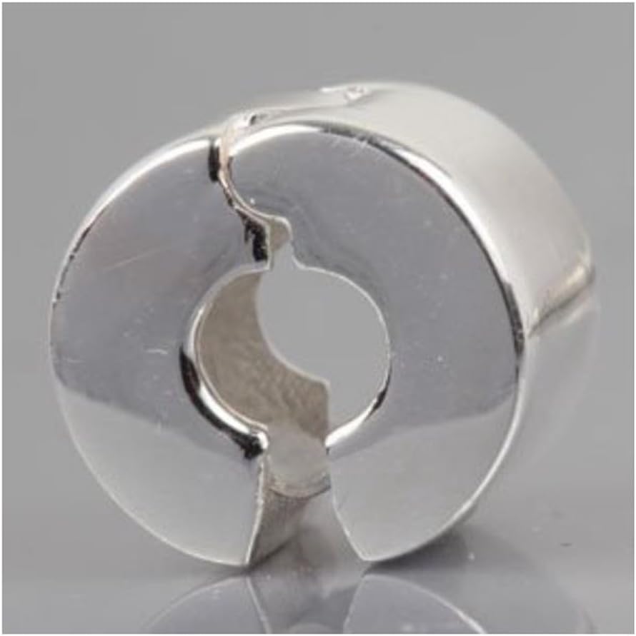 Adabele Solid Sterling Silver Clip Lock Charm Stopper Spacer Beads Hypoallergenic for 3mm Snake Chain Bangle Leather Bracelet Necklace Personalized Women Jewelry