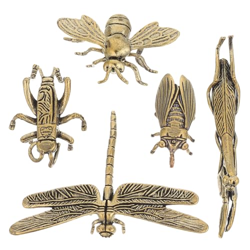 Figuras vintage de insectos de latón sólido, set de 5 piezas