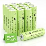 Hronn 16 Packs AA Rechargeable Batteries,Double A 1500mAh 1.2V Ni-MH Solar Battery for Solar Garden Lights,Path Lights,Remotes Toys,Home Device.