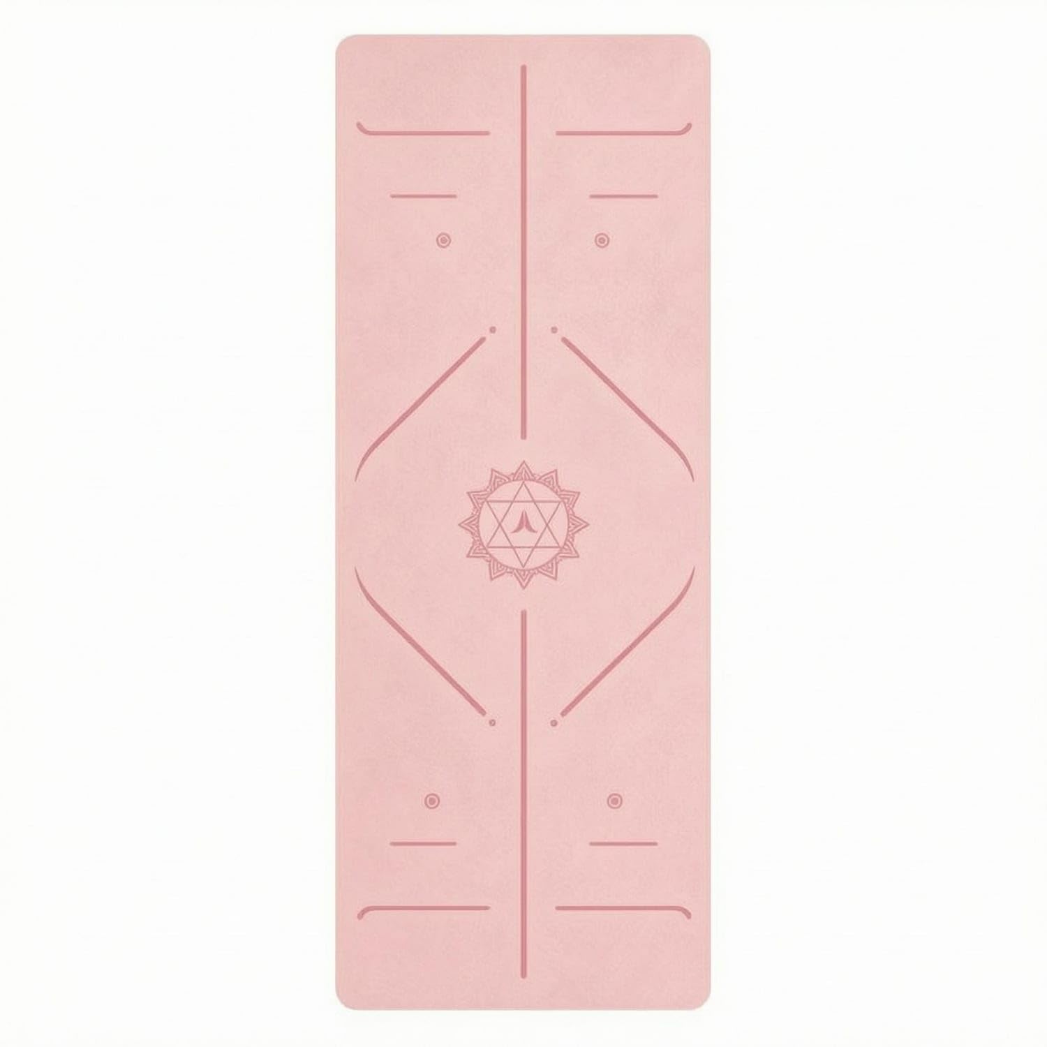 Cushioned Alignment Line Exercise Mat Mat PU Rubber Alignment Exercise Mat Mat Printed Fitness Gear Rounded Corners for Floor Exercise, Pink-picture-18