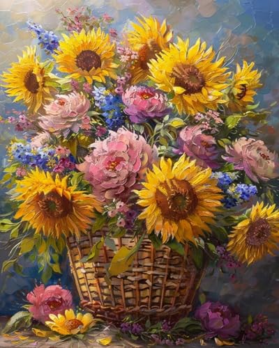 Canevas Craft Maison Panier de Fleurs Diamond Painting Antistress pour Décoration Murale