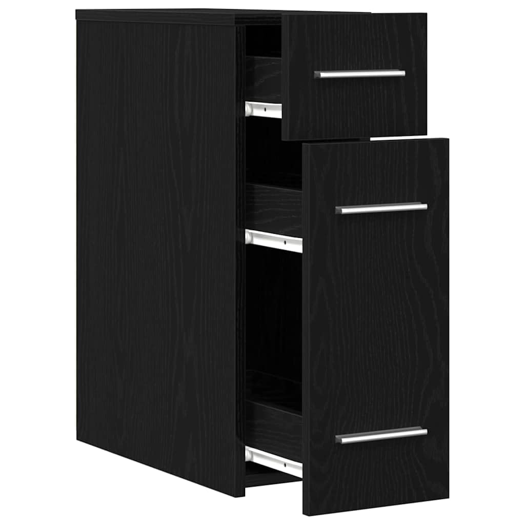 Armadietto da farmacista nero effetto rovere, credenza sottile con 3 cassetti, 20 x 45,5 x 60 cm, cassettiera moderna in legno per soggiorno, sala da pranzo e corridoio