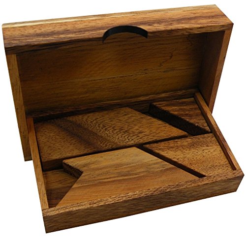 T Letter Puzzle in a Wooden Box - Brain Teaser Puzzle, Build The T Letter