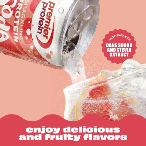 Image of Premier Protein Sparkling Protein Soda, Grapefruit, 15g Whey, 12 Pack | Soft Drink with Benefits, 5 Ingredients, No Artificial Colors or Flavors, 3g Sugar, 12 oz