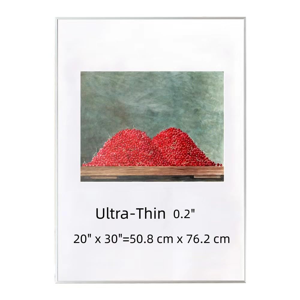 Photo 1 of 20x30 Picture Frame Ultra-Thin Aluminum Alloy Photo Poster Frame Display Pictures 16x24 with Mat or 20x30 Without Mat,Silver Silver 20x30