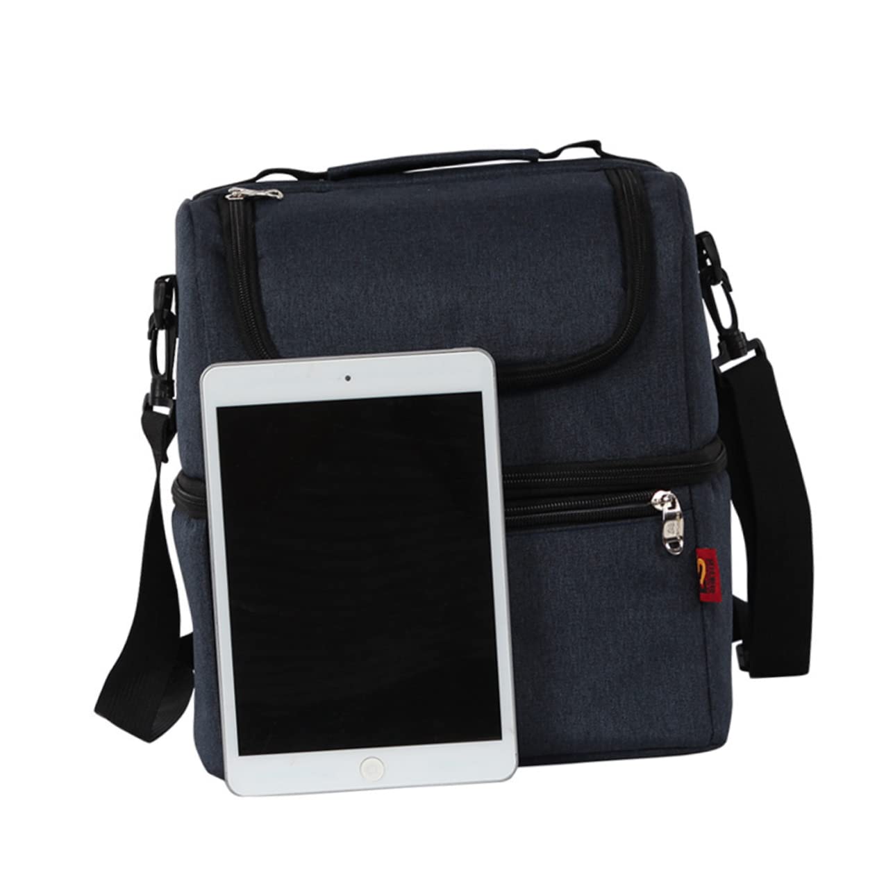 Garneck Borsa Termica Pranzo Doppio Oxford Blu Tracolla | Cerniere Robuste, Cuciture Rinforzate nei Punti di Stress, Design per Picnic e Campeggio