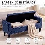 51 Inch Storage Ottoman Bench,Oversized Velvet Bed Bench with Armrests - Image 4