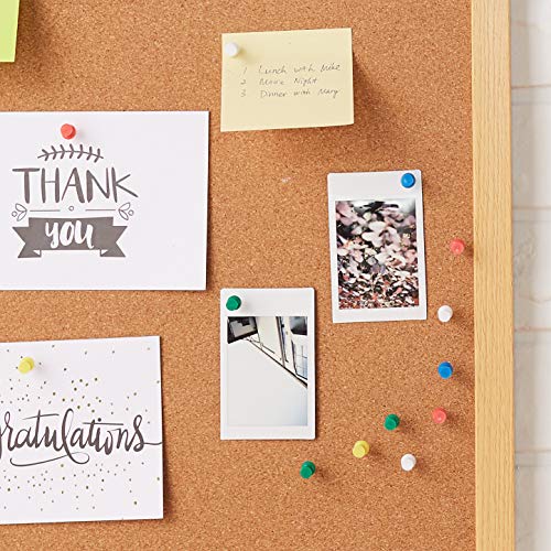 Amazon Basics Push Pins Tacks, Assorted Colors, Steel Point, 200-Pack #TOP3